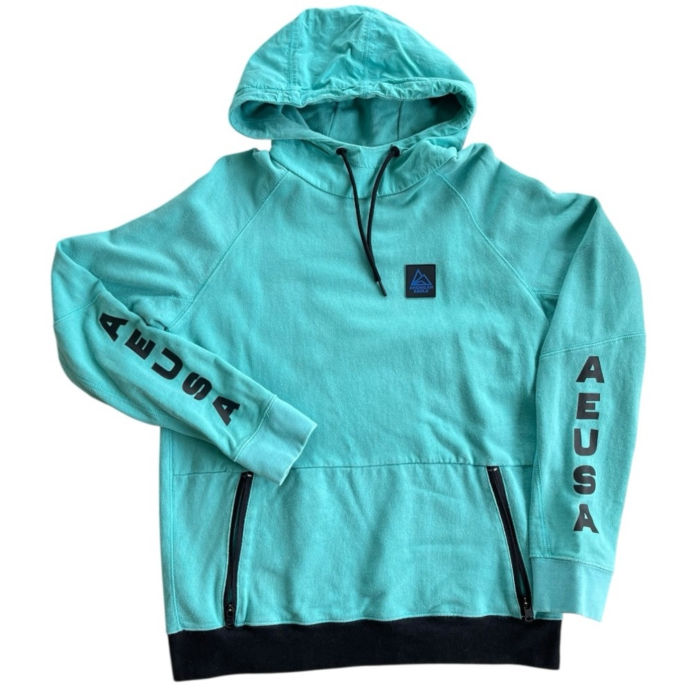 American Eagle Teal Aqua Hoodie Sweater M